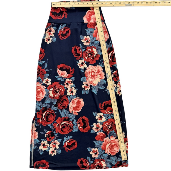 XXS Floral rose maxi skirt with slit Valentine skirt bedspread floral print maxi - Picture 2 of 7
